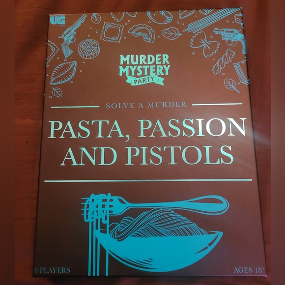 Murder mystery party game, pasta, passion, and pistols. New 8 player game - Picture 1 of 3